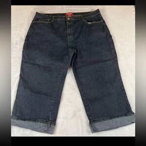 Jeanbay Womens Capri dark wash blue denim capris size 20W